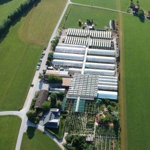 Luftbild Gärtnerei bei Sonnenschein